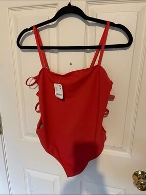 Intimately by free people red bodysuit size large new with tag